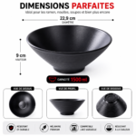 Grand Bol Ramen Japonais Noir Mat 1500 ml – Image 2